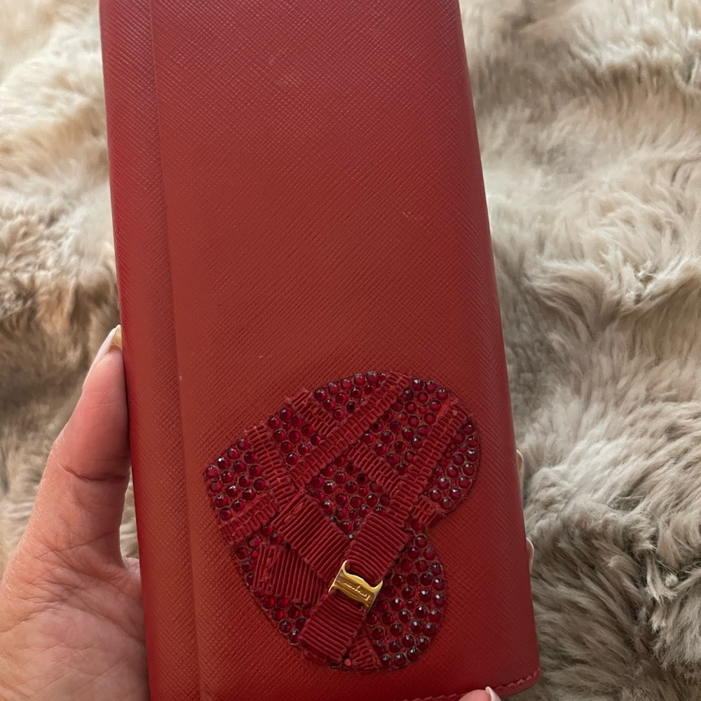 Salvatore Ferragamo Red Embellished Wallet